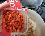 A picture of step 2 of My Little party Sausage & Chorizo Tomato Bake. 😉.