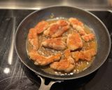 A picture of step 5 of Sweetbreads with Madeira sauce, spring onions.