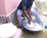 A picture of step 4 of Processing of akpu. Cassava.