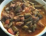A picture of step 12 of Persian Okra stew with beef.