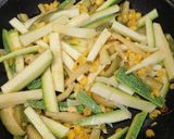 A picture of step 1 of Chicken Soufflé with Zucchini and Corn.