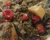 A picture of step 4 of Palak Aloo with Chapati.