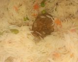 A picture of step 6 of Chicken satay with peanut sauce and mixed vegetable rice.