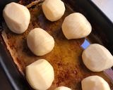 A picture of step 1 of Brined Pork Chops with Hasselback Potatoes, tender, buttery Asparagus and sharp Hollandaise Sauce.