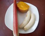 A picture of step 1 of Mango, banana and watermelon smoothie.