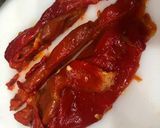 Foto del paso 5 de la receta: Sopa de cocido y timbal de filete de cerdo con cebolla caramelizada y pimientos asados