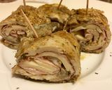 Foto del paso 4 de la receta Rollitos de tortilla de berenjena con pavo y queso