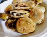 A picture of step 4 of Castagnaccio with Ricotta Cream and Walnut-Stuffed Dried Figs.