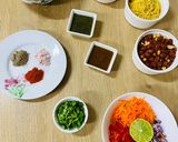 A picture of step 1 of Bhel puri.