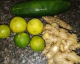 A picture of step 1 of Cucumber,lemon,ginger drink.