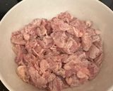 A picture of step 1 of Bourbon Chicken.