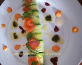 Foto del paso 2 de la receta: Canelón de calabacín relleno de mousse de queso con nueces, salmón y anchoas