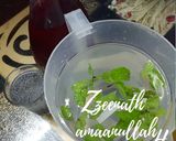 A picture of step 1 of Roohafza and Mint Cooler.