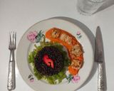 Foto del paso 4 de la receta: Arroz negro con puré y pollo