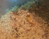 A picture of step 7 of Lahori Achari Chana Pulao or Baryani.
