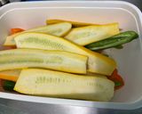 Une image de l'étape 6 de Poivrons bicolores et courgettes jaunes grillés aux épices.