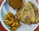 A picture of step 8 of Bajra moong urad dal masala dosa and sambhar.