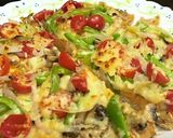 A picture of step 3 of Veggies pizza.