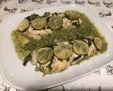 Une image de l'étape 10 de Filets de dorade en sauce verte, ail des ours et citron vert.