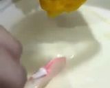 A picture of step 8 of No bake Mango Cheese Cake.