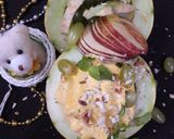 A picture of step 2 of Low-Fat Melon Ice-Cream with Passion fruit and mint fruit salad.