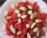 A picture of step 1 of Watermelon salad.