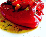 Foto del paso 11 de la receta: Pimiento rojo asado relleno de gambas con crema de gambas