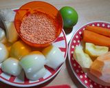 A picture of step 1 of Sweet potato and lentil soup.