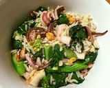 รูปขั้นตอนการทำที่ 3 ของ ข้าวผัดปลาหมึกไข่เค็ม