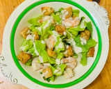 A picture of step 7 of Salad “Caesar” with shrimp 🦐.