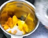 A picture of step 2 of Mango milkshake shots with chocolate syrup.