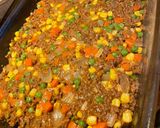 A picture of step 3 of Shepard’s Pie in a 9X13 pan.