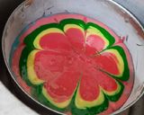 A picture of step 6 of Holi special Vanilla colourful cake.