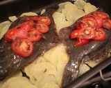 番茄鯷魚烤比目魚+烤馬鈴薯片的食譜步驟3照片