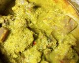 A picture of step 2 of Kancha Aam and Sorse chicken.
