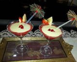 A picture of step 7 of Pinacolada and strawberries mocktail.