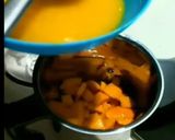A picture of step 1 of Aam ras with puri.