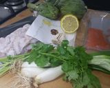 A picture of step 1 of Seafood pasta.
