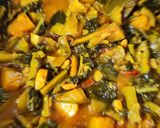 A picture of step 7 of Mixed vegetable with Malabar spinach.