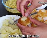 A picture of step 6 of Pani puri recipe step by step teekha pani boondi imli gud chutne.
