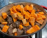 A picture of step 19 of Beef Bourguignon with Sweet Potato, Carrots, Turnips, and Mushrooms.