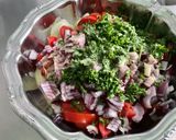 Une image de l'étape 10 de Salade de tomates et concombre à l’oignon rouge et persil.