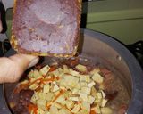 Foto del paso 6 de la receta: Fríjoles con pezuña de cerdo, aguacate, patacón verde, arroz blanco y chicharrón