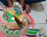Foto langkah ke 7 dari resep Cake ultah rainbow.