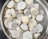 A picture of step 2 of Arbi Masala Fry.