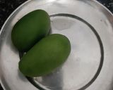 A picture of step 1 of Raw mango sabzi.