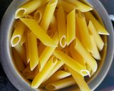 A picture of step 1 of Penne Pasta in Bechamel Sauce.