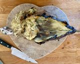 A picture of step 2 of Burnt aubergines with tahini dip.