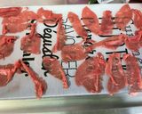 A picture of step 1 of Beef Carpaccio with Heirloom Tomatoes and Parmesan.