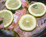 A picture of step 1 of Salmon roast in butter, lemon and coriander.
